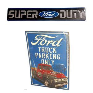 Ford Truck 2 Metal Signs Super Duty and Parking Only Embossed Man Cave Garage